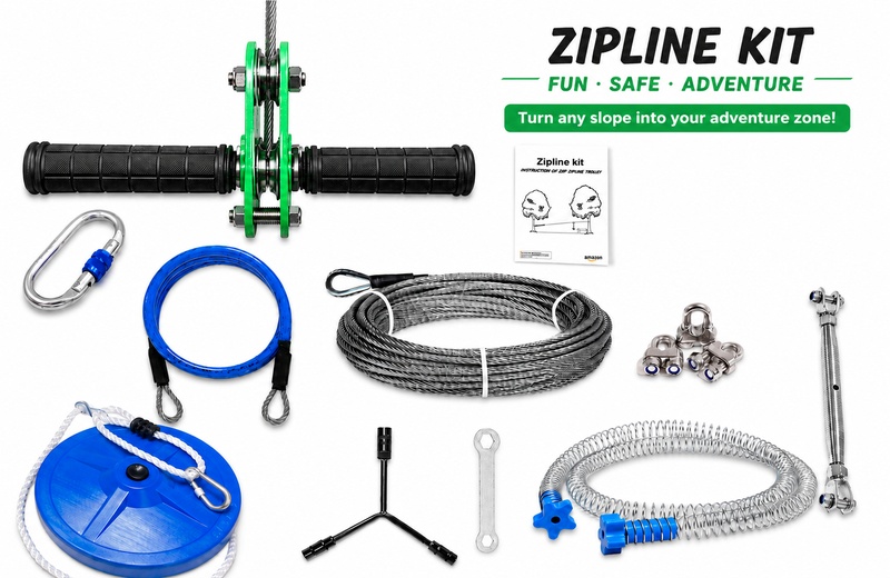 Little Tiger Kids Zip Line Kit components