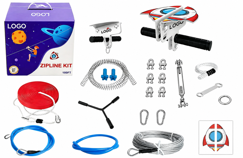 Light-Up Airplane Zip Line Kit components