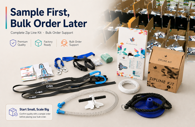 Complete kids zip line kit sample order and bulk order packaging